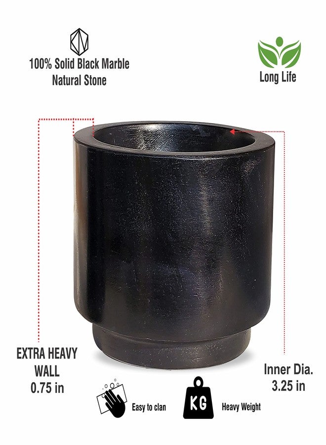 بيور سورس انديا طقم هاون ومدقة من حجر الرخام الأسود من بيور سورس إنديا للتوابل، هاون ومدقة، حجر خلباتا، خرال، خلاط، مطحنة طبيعية وتقليدية، موسال، مطحنة أعشاب، 5 بوصة - Image 5